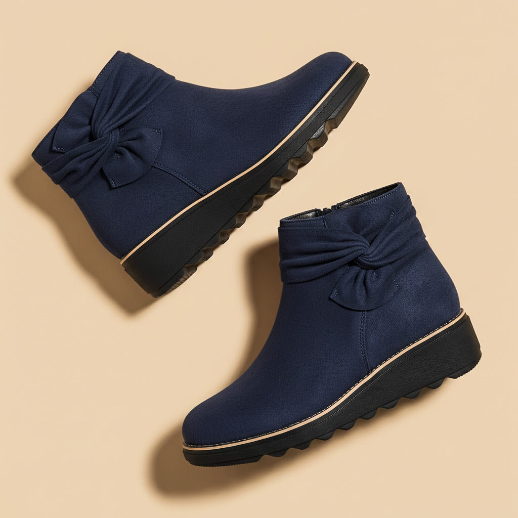 Soft Suede Ankle Boots with Bows