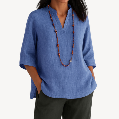 Chic Ladies Linen V Neck Summer Top - VibreMode