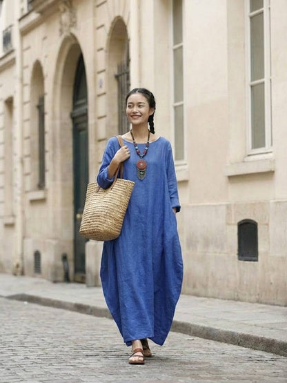 Women's Boho Maxi Dress 3/4 Sleeves Oversized
