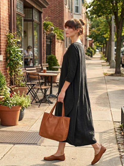 Women's Boho Maxi Dress 3/4 Sleeves Oversized