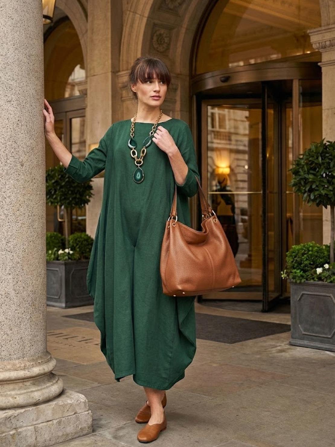 Women's Boho Maxi Dress 3/4 Sleeves Oversized