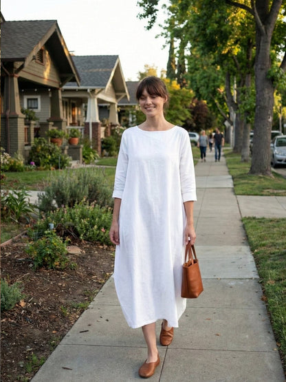 Women's Boho Maxi Dress 3/4 Sleeves Oversized