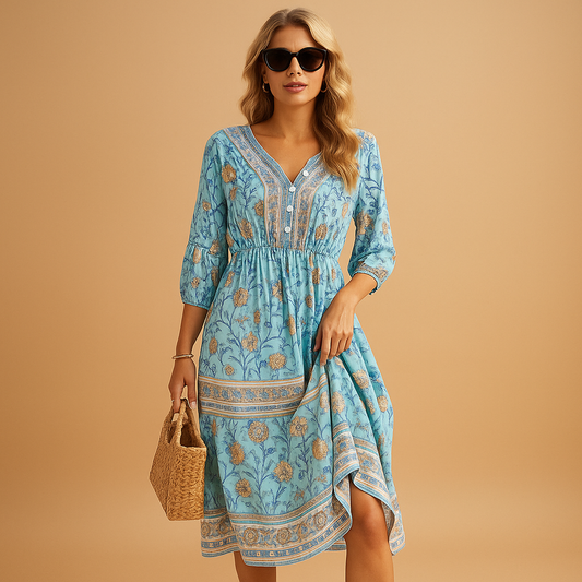 Women's Bohemian Summer Dress Relaxed Fit - VibreMode