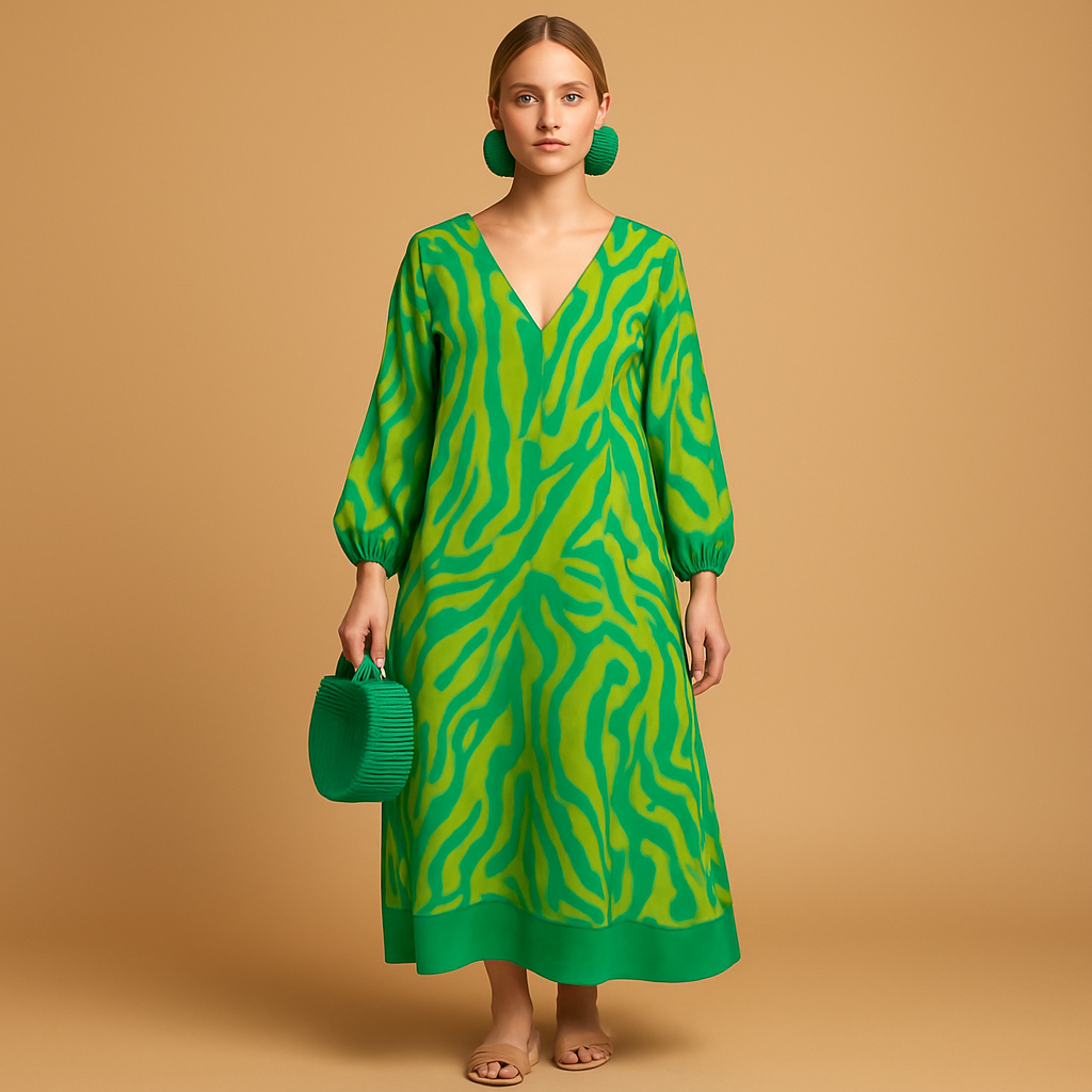 Flowy Long Sleeve Maxi Dress for Women - VibreMode