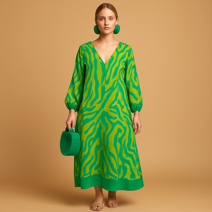 Flowy Long Sleeve Maxi Dress for Women - VibreMode