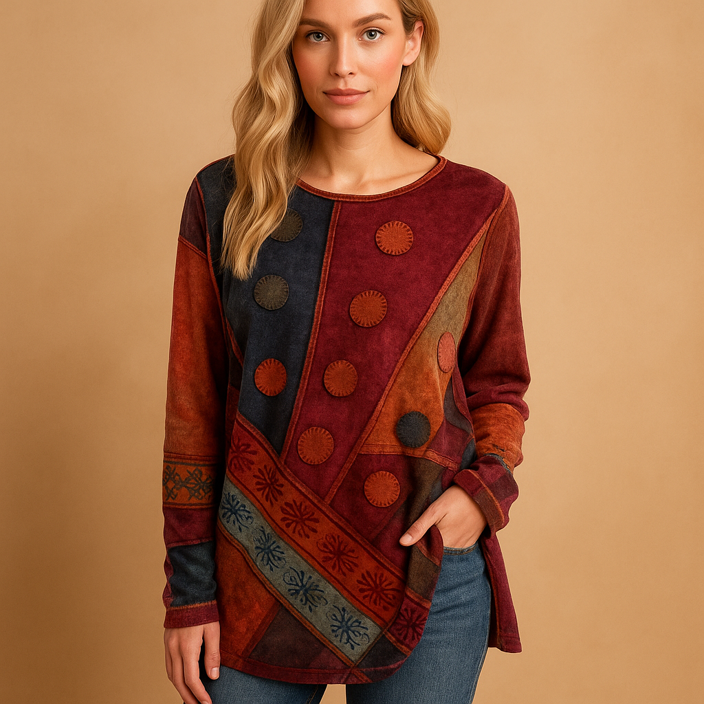 Women's Off Shoulder Ethnic Print Blouse - VibreMode