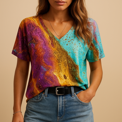 Women’s boho style airy top with a loose fit and refined details, ideal for summer festivals, casual days, and relaxed outfits.