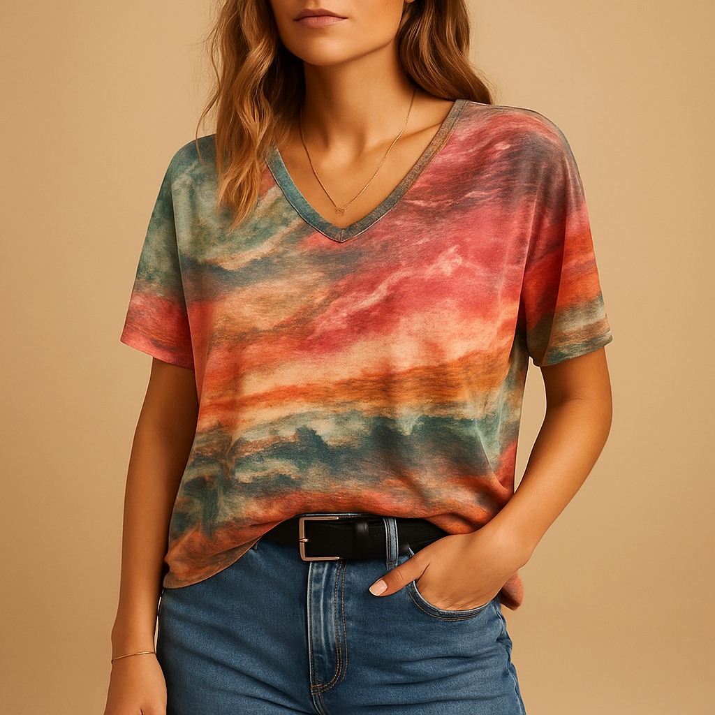Women’s boho style airy top with a loose fit and refined details, ideal for summer festivals, casual days, and relaxed outfits.