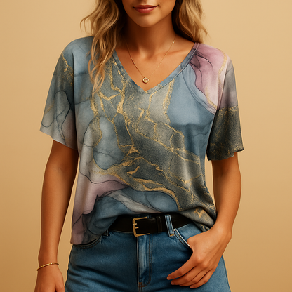 Women’s boho style airy top with a loose fit and refined details, ideal for summer festivals, casual days, and relaxed outfits.