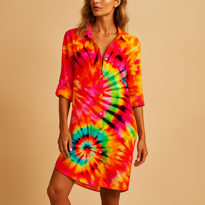 Women's V-Neck Summer Dress Boho Style - VibreMode