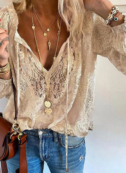 Elegant Ladies Lightweight V Neck Summer Top