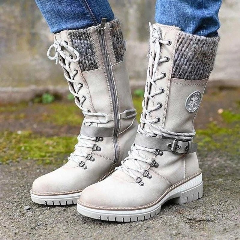 Women's Winter Boots Knitted Cuff Comfortable - VibreMode