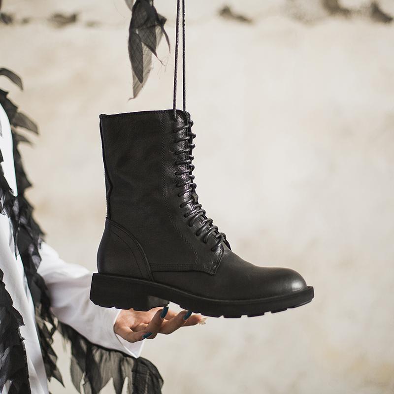 Women's Lace Up Boots Textured Sole