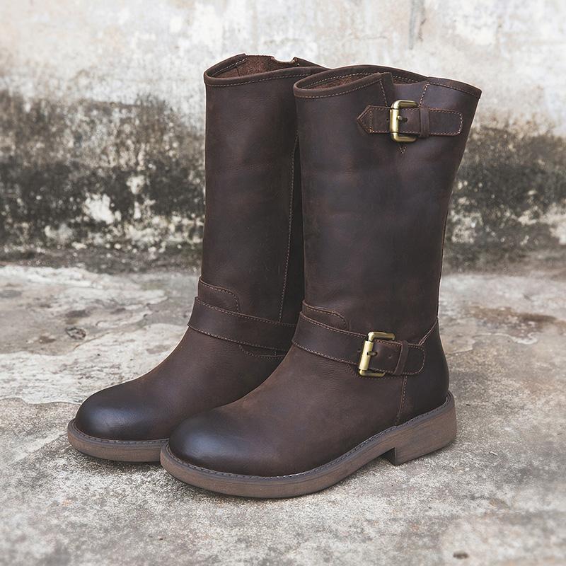 Stylish Buckle Boots - Comfortable Classic Design