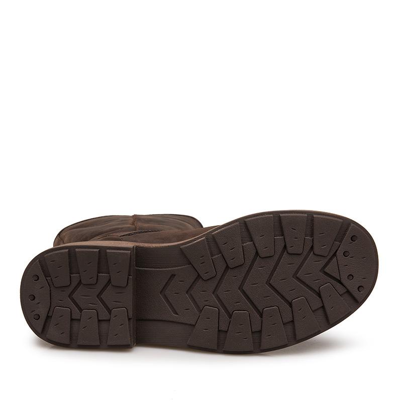Women's Mid Calf Boots Buckle Brown