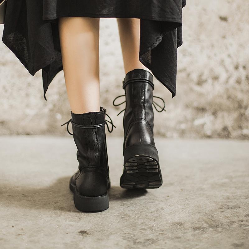 Women's Lace Up Boots Textured Sole