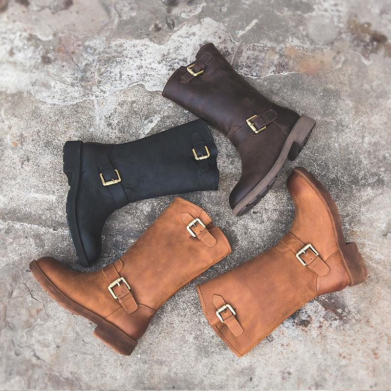 Stylish Buckle Boots - Comfortable Classic Design