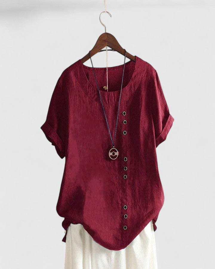 Chic Off-Center Button Top