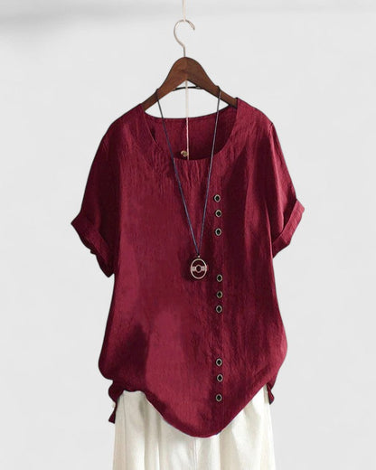 Chic Off-Center Button Top