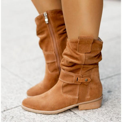 Stylish Ankle Boots with Zip Detail - VibreMode