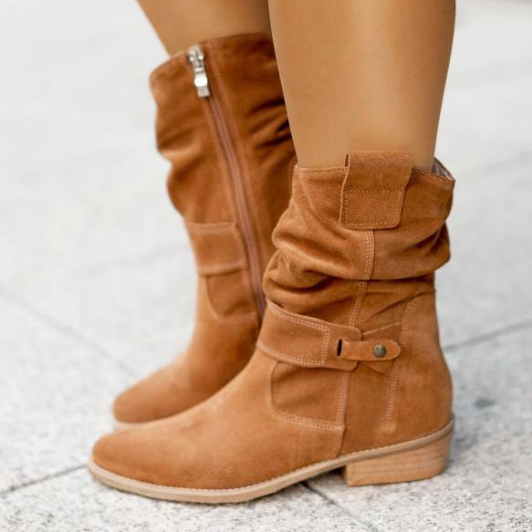 Women's Slouchy Ankle Boots Side Zip - VibreMode