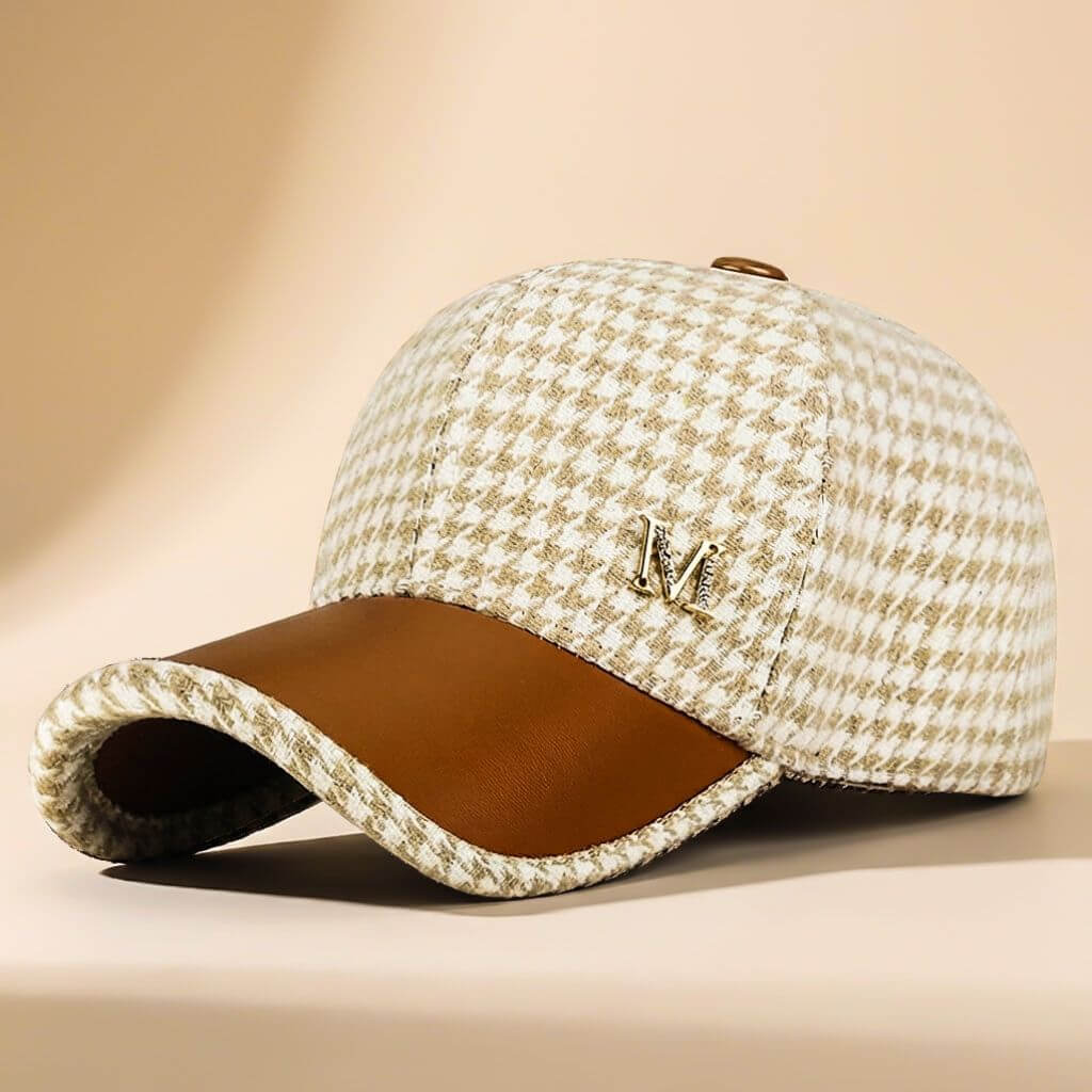 Warm Houndstooth Beanie Hat