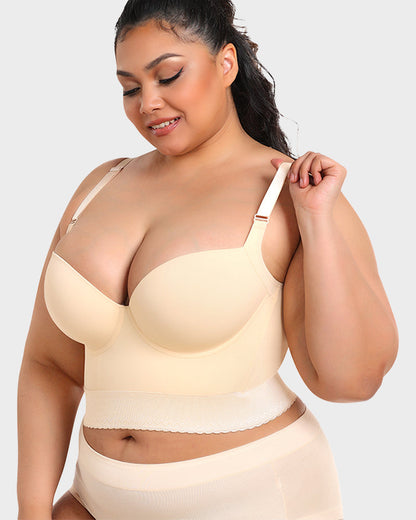 Women's Longline Push-Up Bra Built-In Shapewear