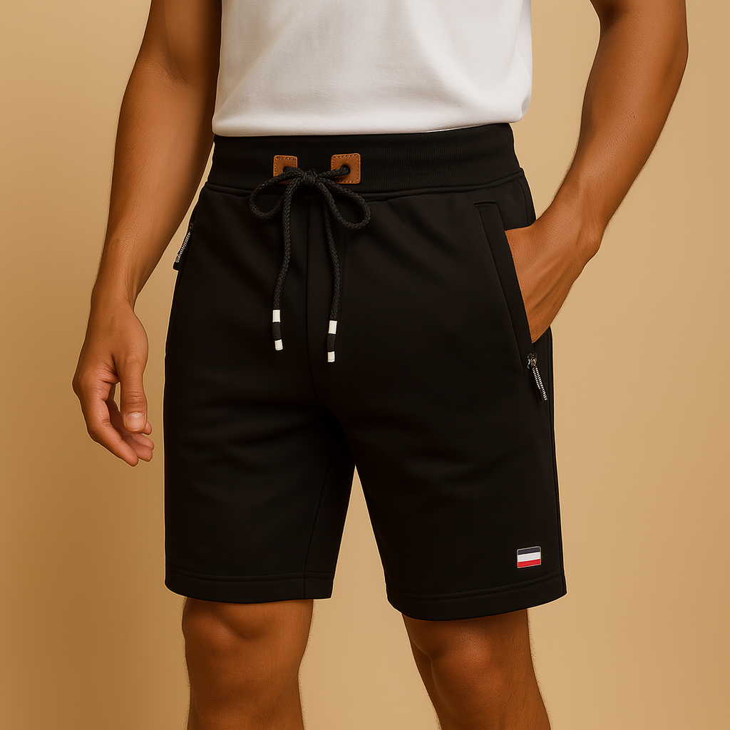 Breathable athletic shorts for men with multiple pockets and elastic waistband, ideal for sports, travel, and everyday comfort.