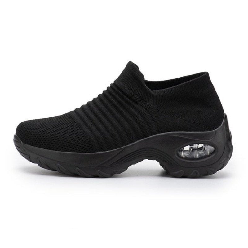 Comfortable Slip On Elastic Shoes - Black - VibreMode