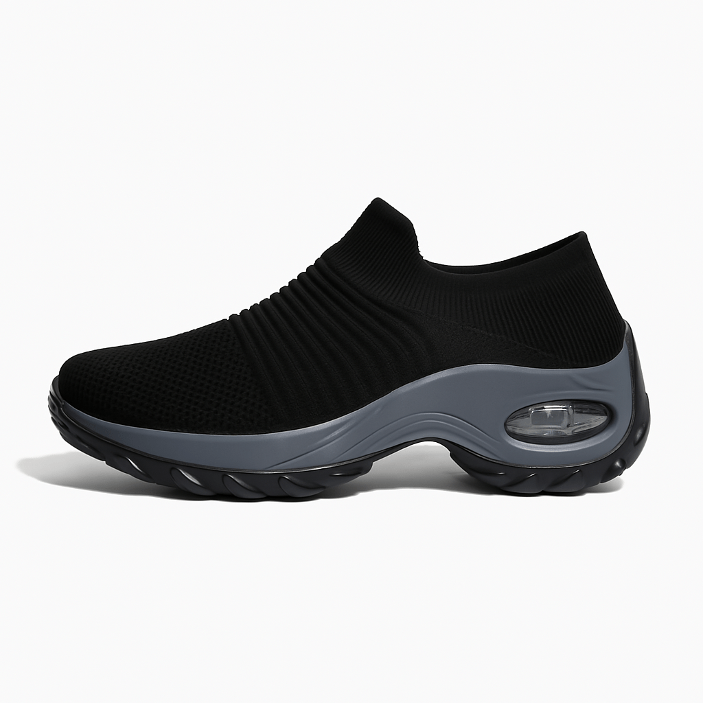 Comfortable Slip On Sneakers - Black Grey - VibreMode