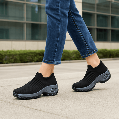 Breathable No-Tie Stretch Shoes - Black Grey