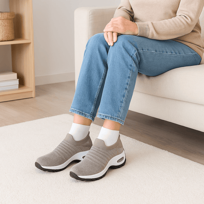 Breathable No-Tie Stretch Shoes - Khaki