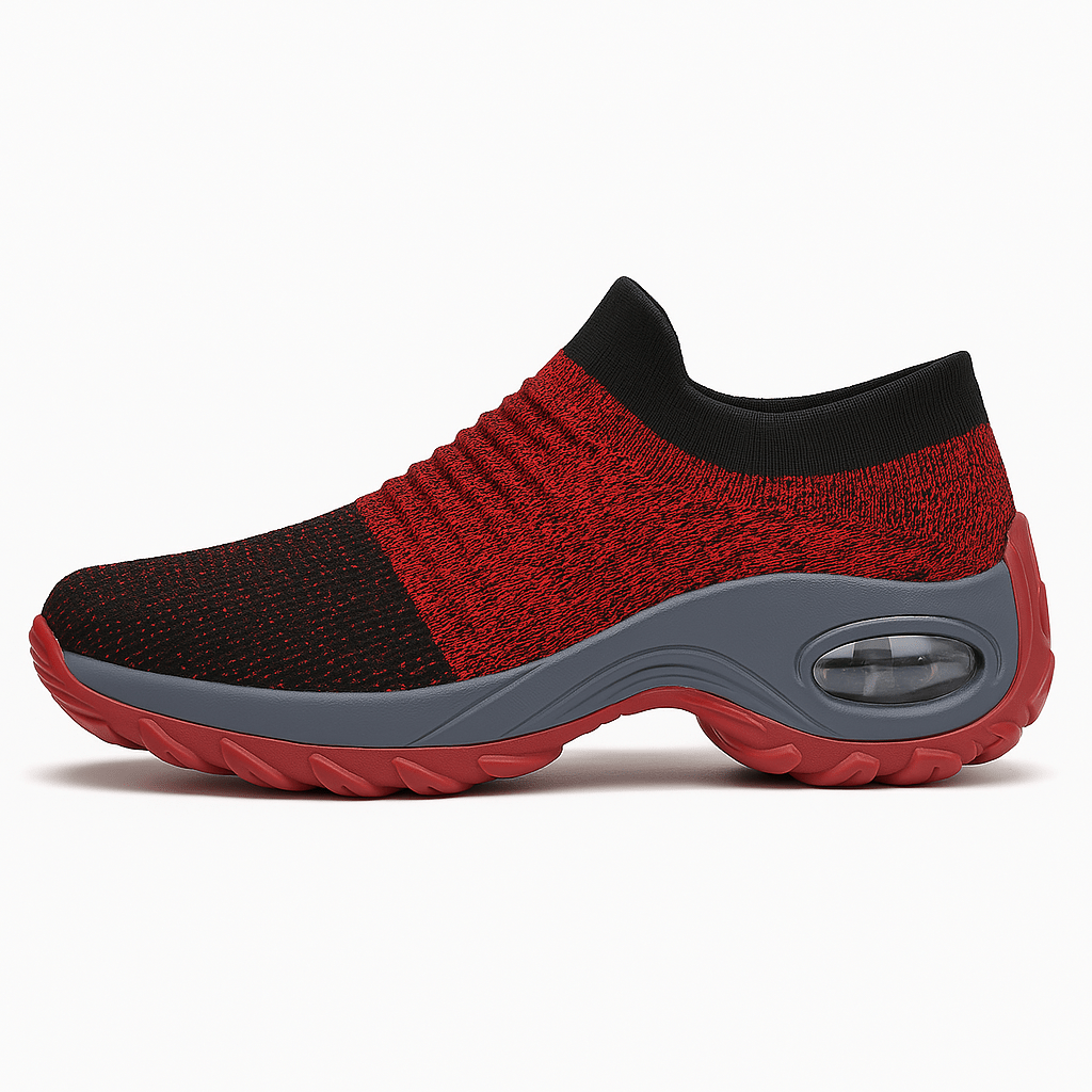Comfortable Slip On Running Shoes - Red - VibreMode