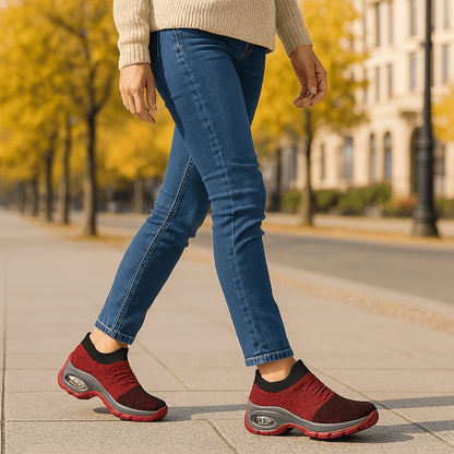 Breathable No-Tie Stretch Shoes - Red