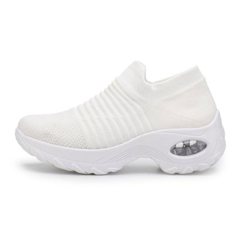 Comfortable Slip On Sneakers - White - VibreMode