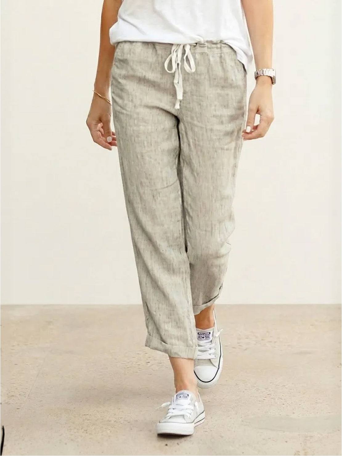 Comfortable Women's Elastic Waist Straight Leg Pants - VibreMode
