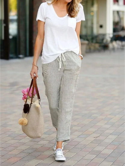 Comfortable Women's Elastic Waist Straight Leg Pants