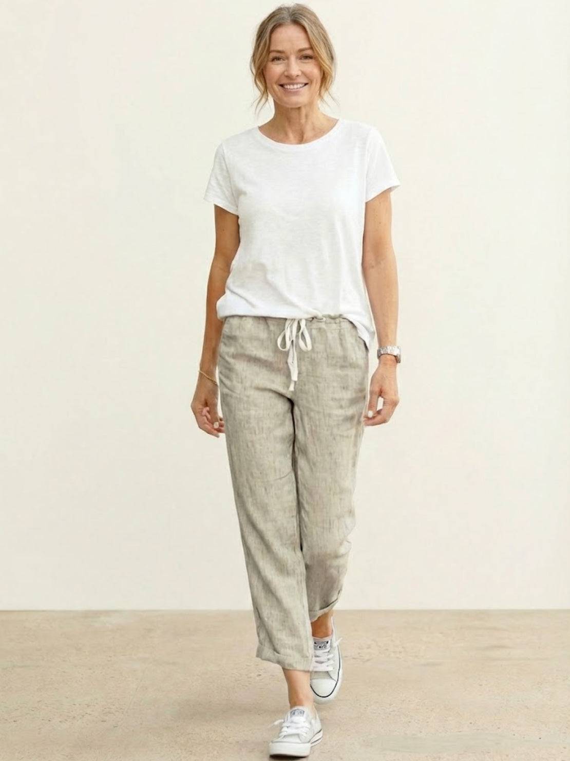 Comfortable Women's Elastic Waist Straight Leg Pants