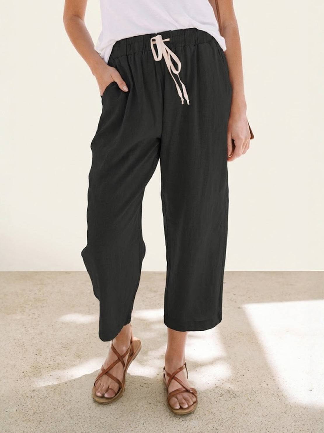 Comfortable Women's Elastic Waist Straight Leg Pants