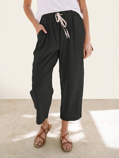 Comfortable Women's Elastic Waist Straight Leg Pants