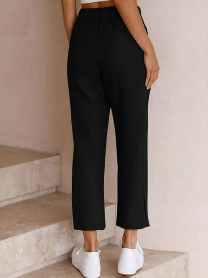 Comfortable Women's Elastic Waist Straight Leg Pants