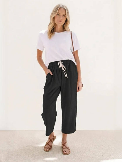 Comfortable Women's Elastic Waist Straight Leg Pants