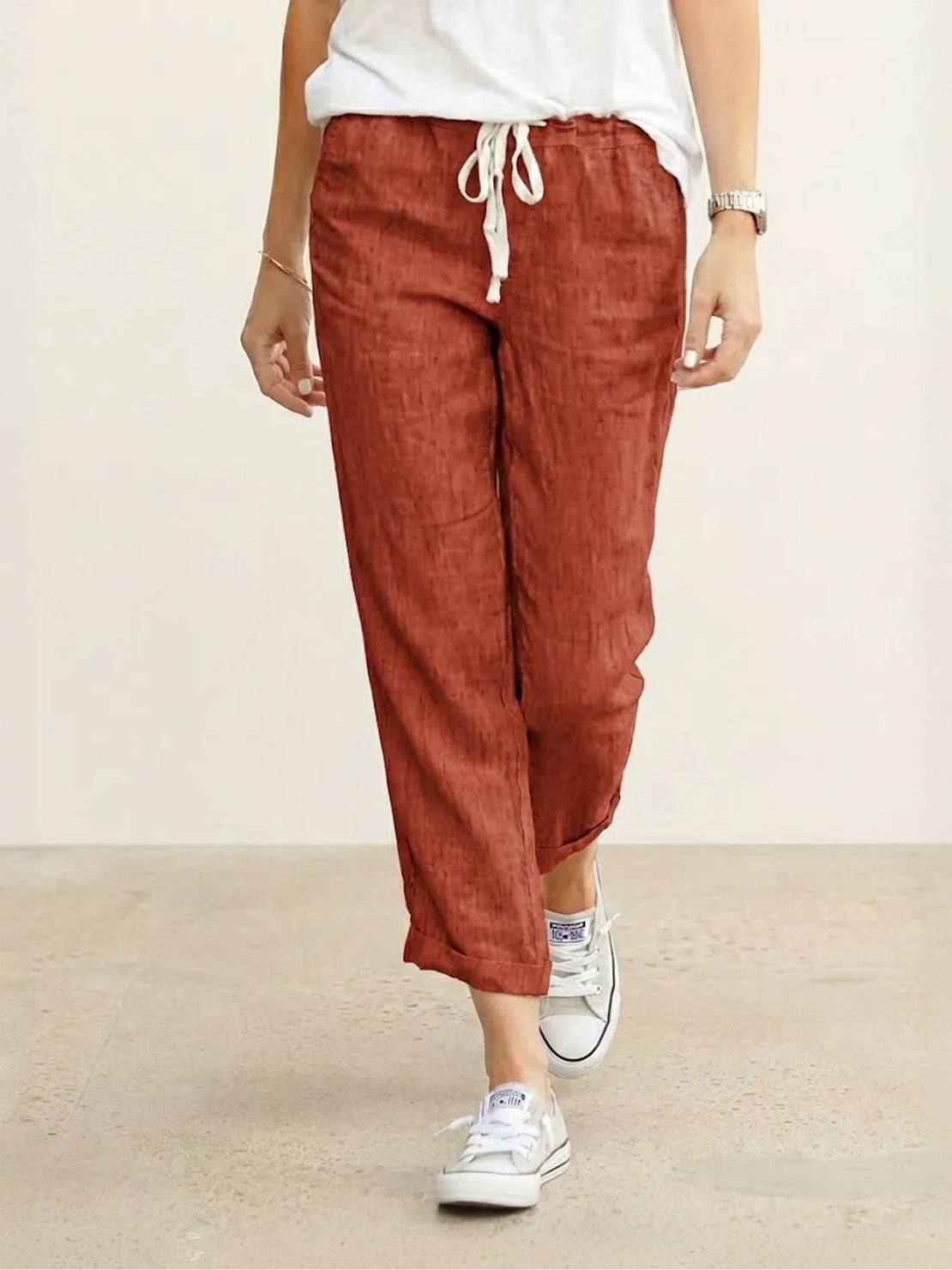Comfortable Women's Elastic Waist Straight Leg Pants