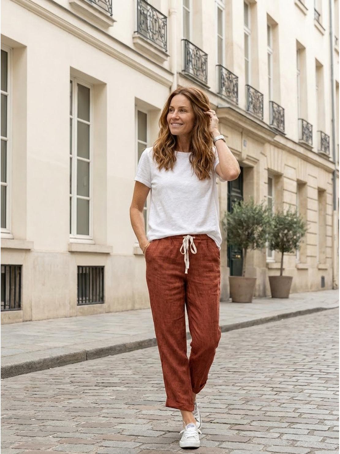 Comfortable Women's Elastic Waist Straight Leg Pants