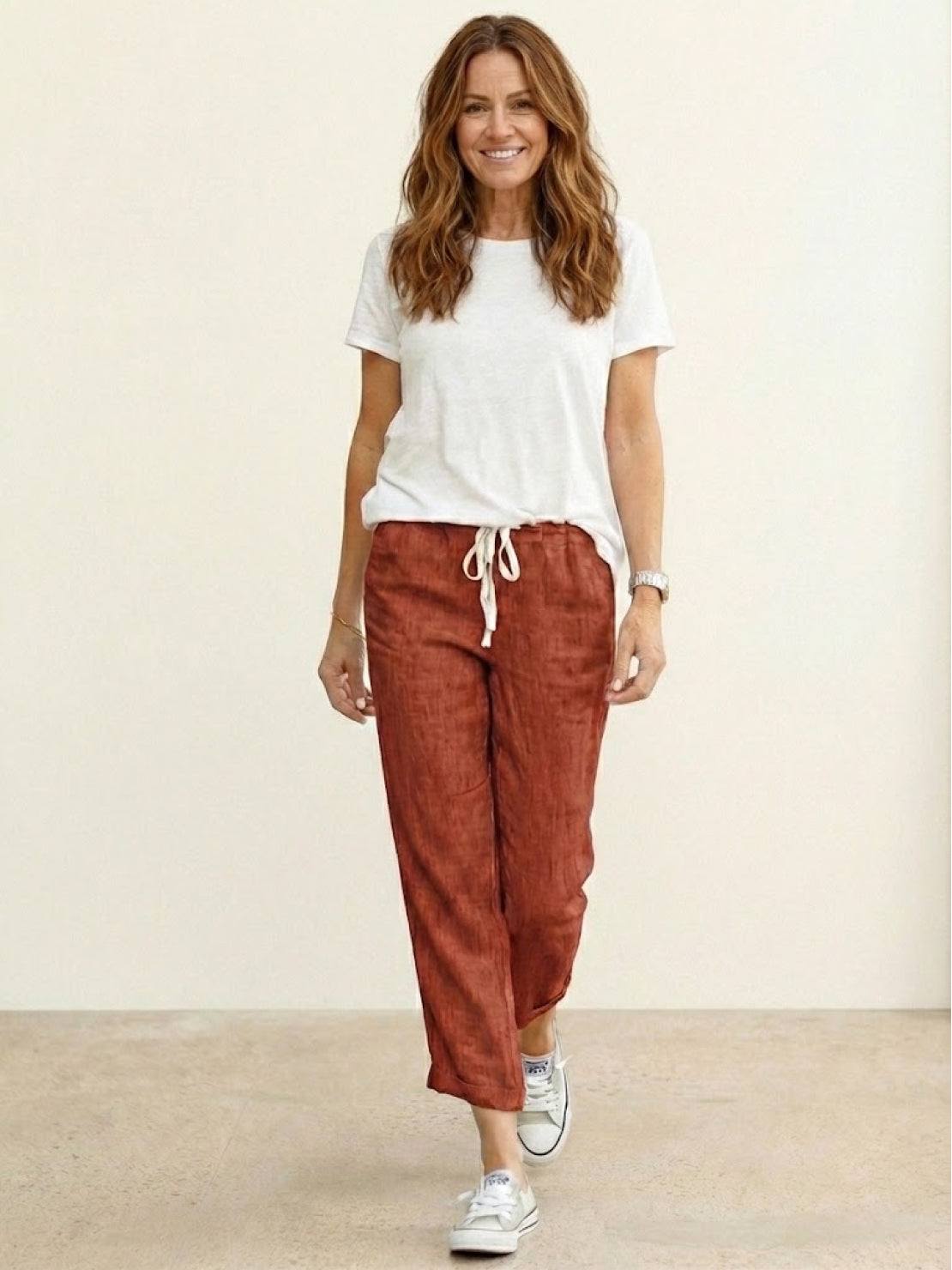 Comfortable Women's Elastic Waist Straight Leg Pants