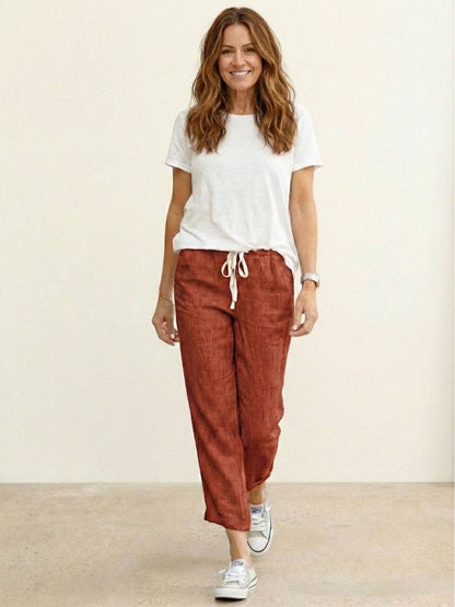 Comfortable Women's Elastic Waist Straight Leg Pants