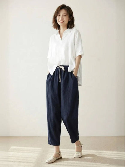 Comfortable Women's Elastic Waist Straight Leg Pants