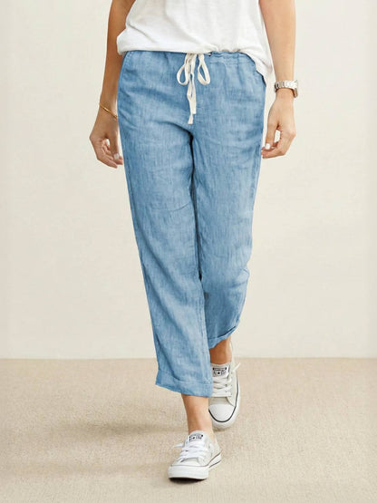 Comfortable Women's Elastic Waist Straight Leg Pants