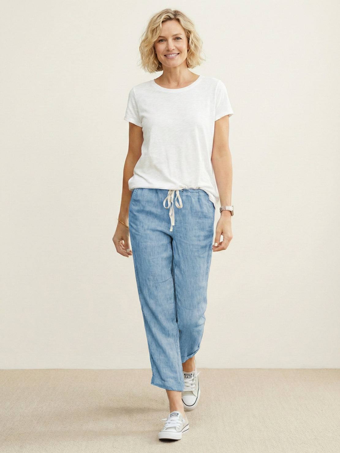 Comfortable Women's Elastic Waist Straight Leg Pants