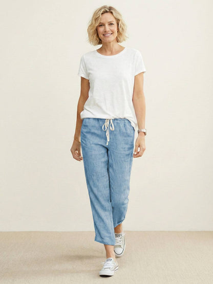 Comfortable Women's Elastic Waist Straight Leg Pants